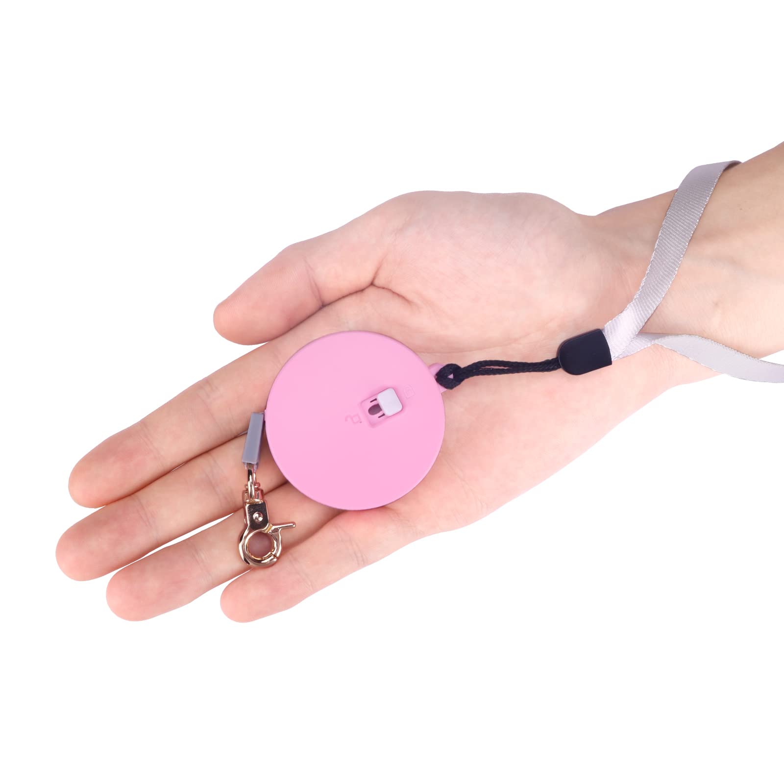 Retractable Dog Leash For Small Dogs Cats Up To 11Lbs With 6.5Ft Anti-Pull Strong Nylon Tape, Hands Free, Mini And Portable Walking Leash With Wrist Strap, One-Hand Brake, Pink Round