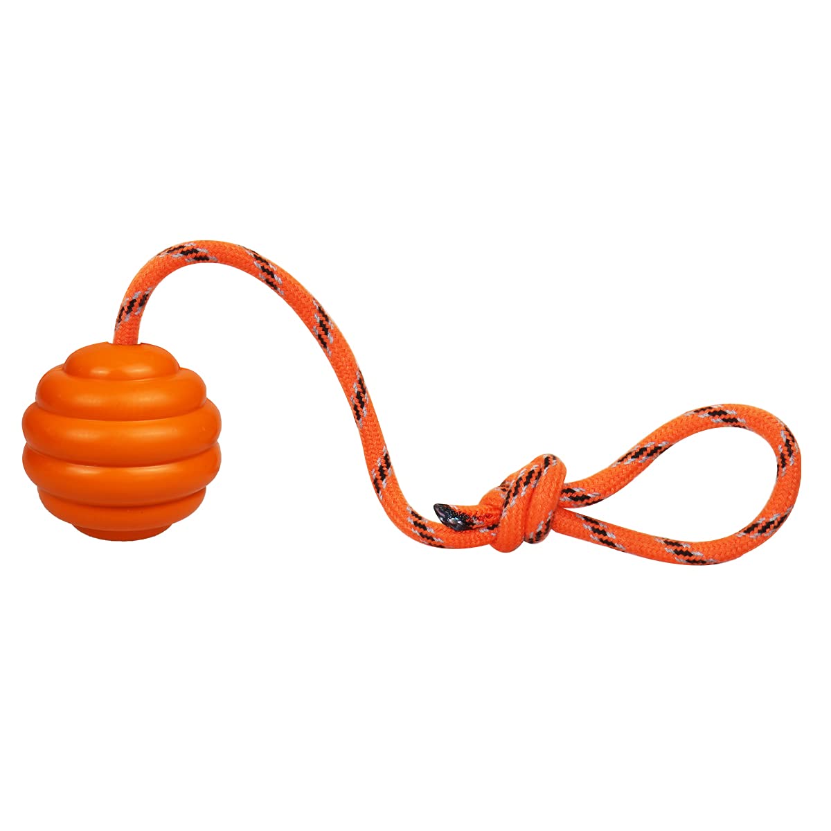 Nevperish K9 Training Ball With Rope Exercise And Reward Toy For Dogs Indestructible Dog Toy Ball With Handle For Training Pull Throw Toy Tug Toy Dogs Fetch Toys Belgian Malinois Gifts (Pure Orange)