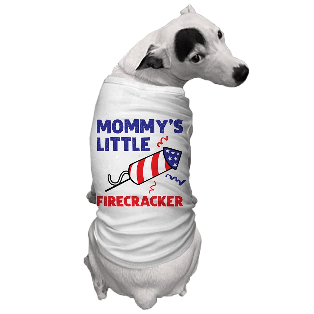 Mommy'S Little Firecracker - Usa Independence Day 4Th Of July Dog Shirt (White, Large)