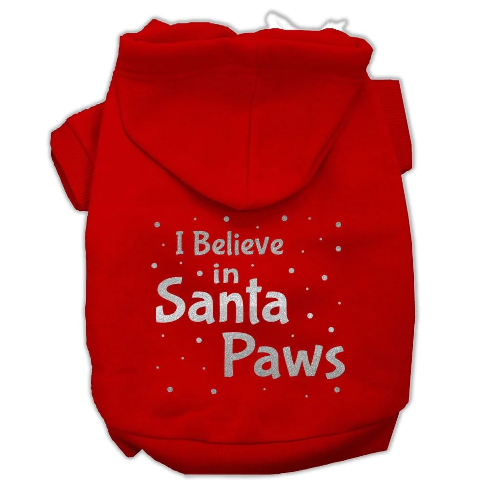 Christmas Pet, Dog & Cat Hoodie Screen Printed, I Believe in Santa Paws Purple XL (14-20 lbs.)