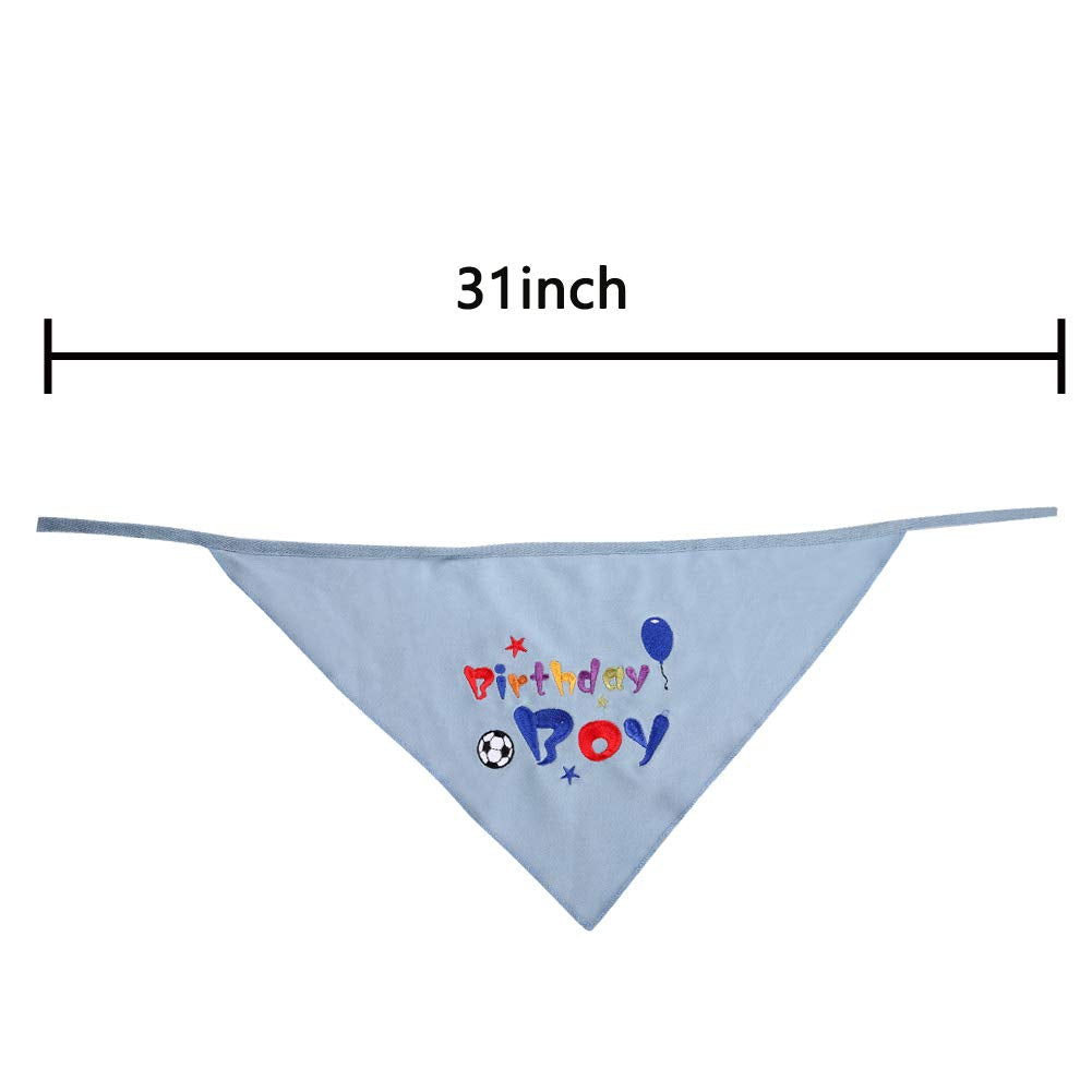Dog Birthday Bandana With Party Hat Bow Pet Set Triangle Scarf Supplies Blue For Boy Puppy