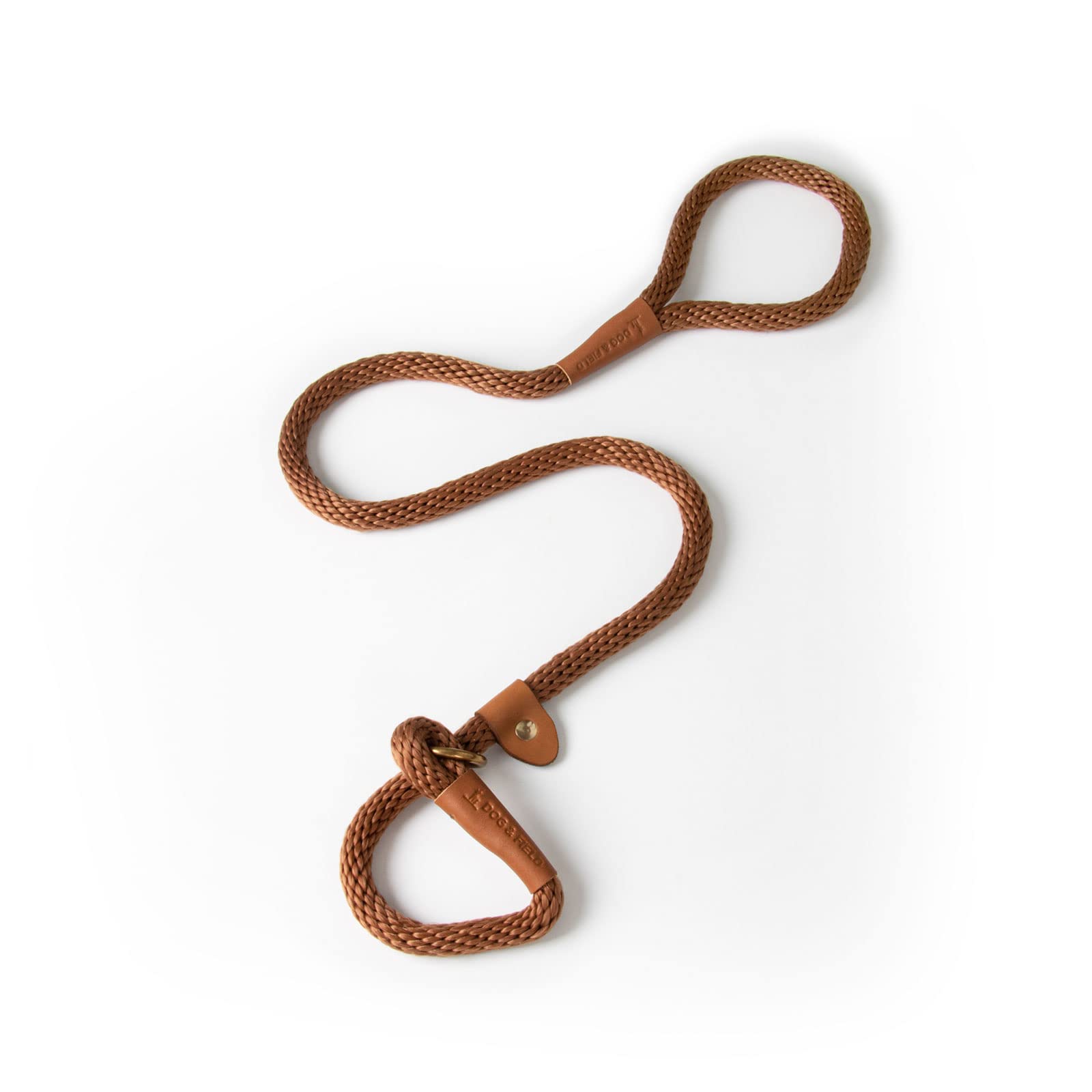 Dog & Field Lux Woven Slip Leash - Earth. 4Ft Slip Leash For Dogs, Soft Braided Rope Dog Lead With Brass Fittings & Leather Bind