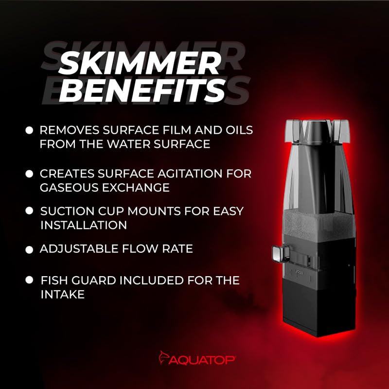 Aquarium Surface Skimmer 65 Gph Flow Rate – Efficient Waste Removal – Ideal For Tanks Up To 100 Gallons – Ideal For Freshwater & Saltwater Compatible