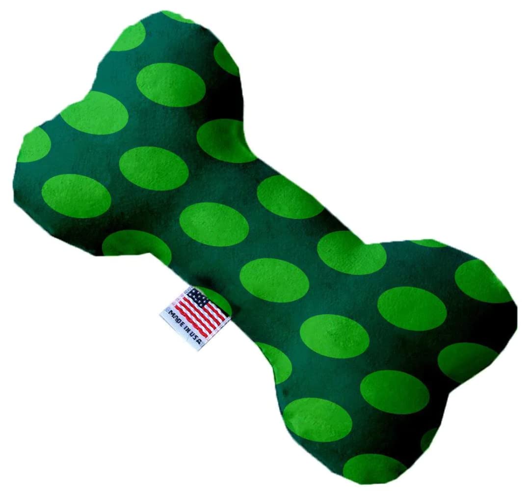 Mirage Pet Product Green on Green Dots 10 inch Canvas Bone Dog Toy