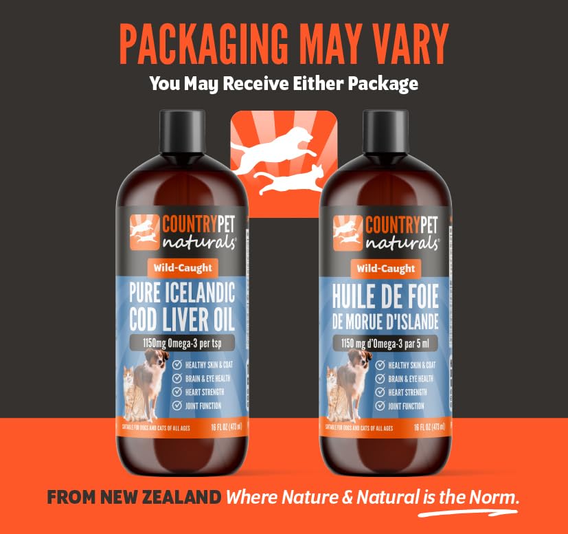 Wild Caught Pure Cod Liver Oil 16oz Highest Omega 3 1150mg/tsp, Highest Purity, High EPA/DHA, Vitamin A & D - Reduces Itching, H