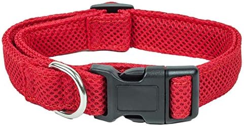Pet Life  Aero Mesh 360 Degree Dual Sided Comfortable And Breathable Adjustable Mesh Dog Collar, Red  Medium