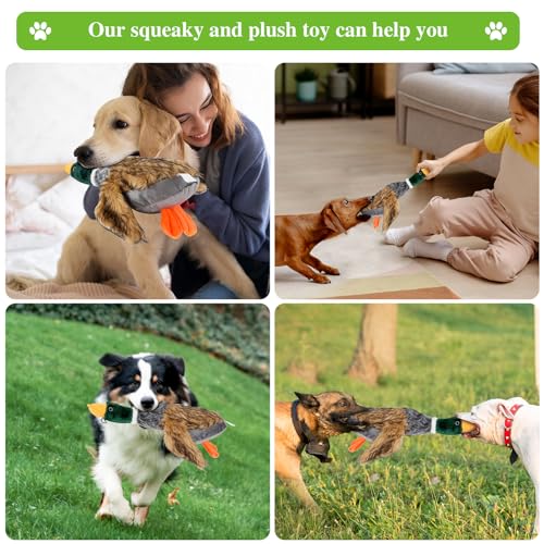 Wangstar Squeaky Dog Toy For Puppy Dogs Toys To Keep Them Busy Mallard Duck Stuffed Dog Toys For Medium Small Dogs, 16.5' Wild Duck