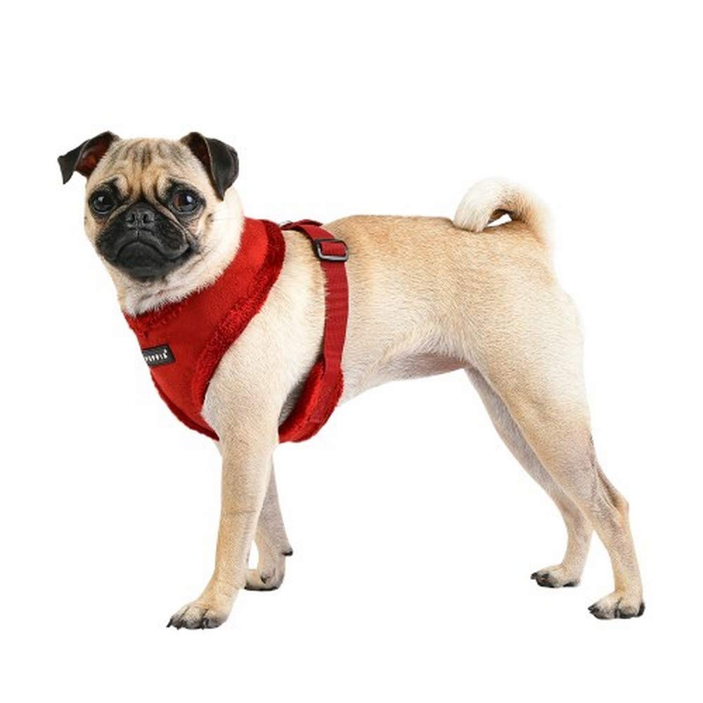 Puppia Terry Dog Harness Over-The-Head Winter Suede Warm No Choke No Pull Training Walking For Small And Medium Dog, Brown, Medium