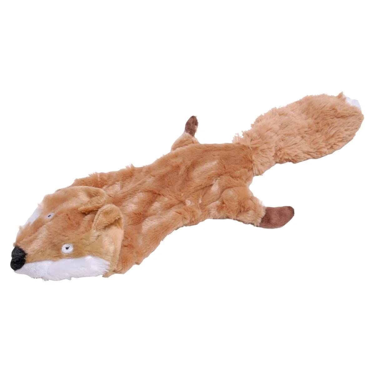 Jeffers Pet Thinnies Unstuffed Squeaker Dog Toy With Rope - 21'' Plush Fox, Flat Stuffing Free Chew Toy For Small, Medium & Larg