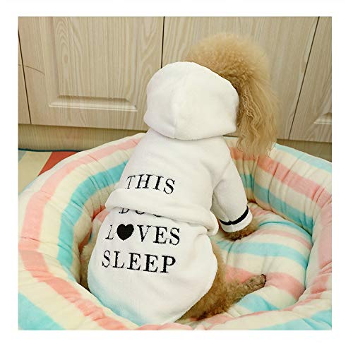 Stock Show Pet Pajama With Hood Thickened Luxury Soft Cotton Hooded Bathrobe Quick Drying And Super Absorbent Dog Bath Towel Soft Pet Nightwear For Puppy Small Dogs Cats, White, Xxl
