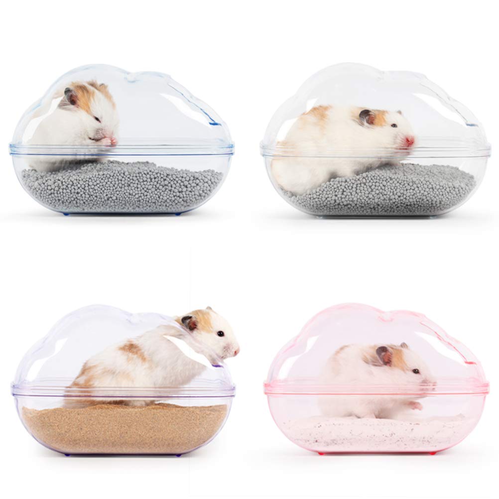Bucatstate Hamster Sand Bath Container Large Transparent Hamster Toilet With Scoop Set For Dwarf Pets Small Animals Cage Accessories (Blue, Large)