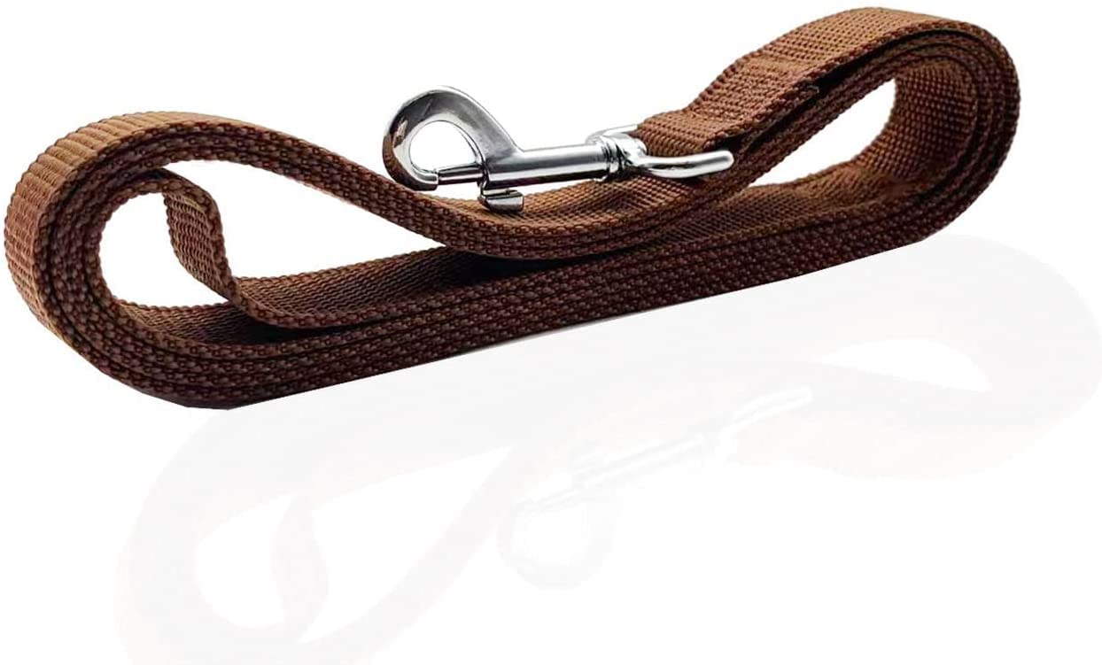 Nylon Dog Leash 4 Ft 5 Feet 6 Foot Long, Walking Training Dog Leashes For Medium Large Dogs, 1 Inch Wide (3/4 X 6 Ft, Brown)