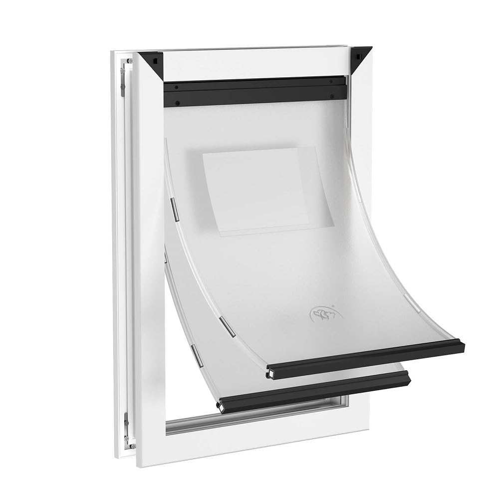 Aluminum Dog Door For Interior And Exterior Door, Double Magnetic Flaps, Doggy Door With Two Sliding Lock Panels, Dog Door For L