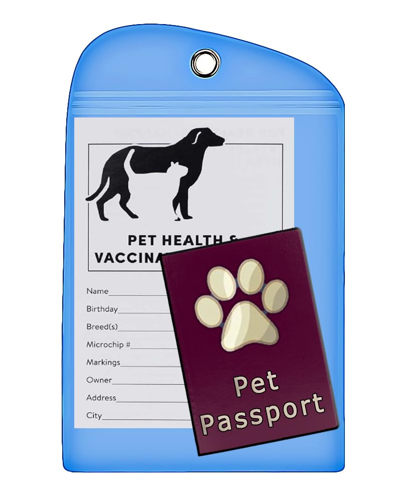 Live Animal Label Set of 5 Stickers w/Pet Passport Pouch Blue