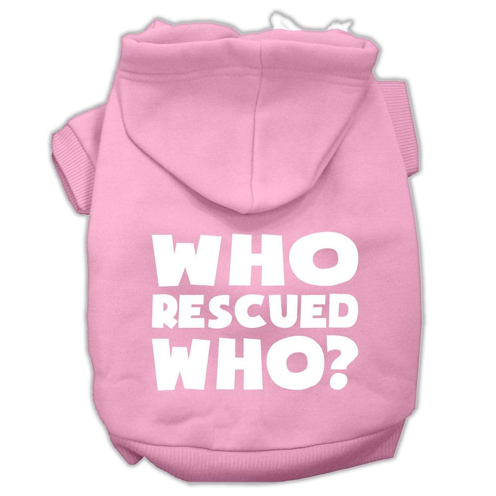 Mirage Pet Products Who Rescued Who Screen Print Pet Hoodies, 3X-Large, Light Pink