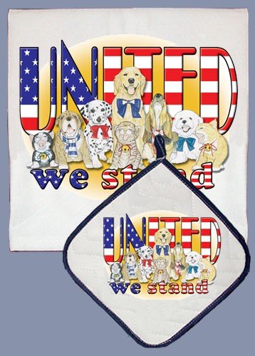 Pipsqueak Productions Dp844Pet Dog With Cat Dish Towel And Pot Holder Set