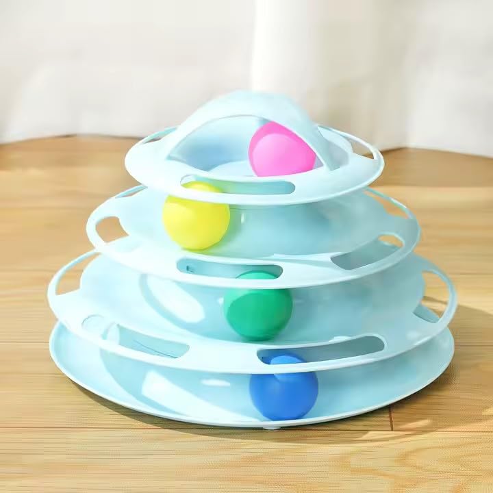 Cat Toy Track Turntable (4 Tier) Interactive - Engaging Puzzle Play Plate for Cats & Small Pets. Pista de Juguete para Gatos con
