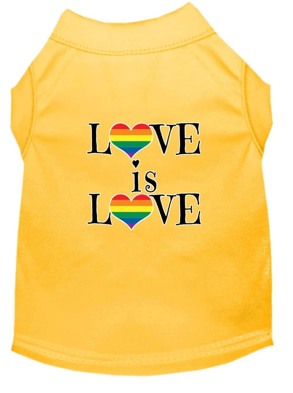 Pet Dog & Cat Shirt Screen Printed, &quot;Love Is Love&quot; Yellow XS (0-3 lbs.)