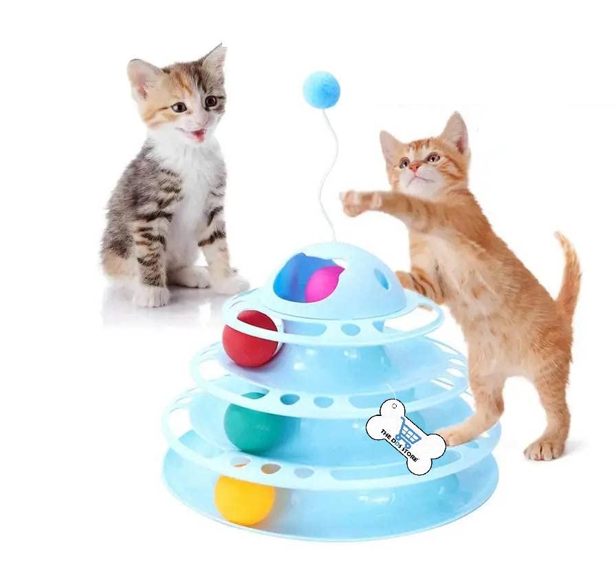 Cozy Puppies Cat Roller Toy Towers Tracks Roller For Indoor Cats With 4 Colorful Balls Interactive Multiple Kitten Fun Exercise 