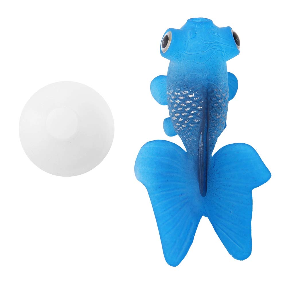 Pssopp Aquarium Fake Fish Decoration, Artificial Blue Goldfish Betta Fish Decoration Silicone Swimming Gold Fish Small Lifelike Fake Fish Funny Fish Ornaments
