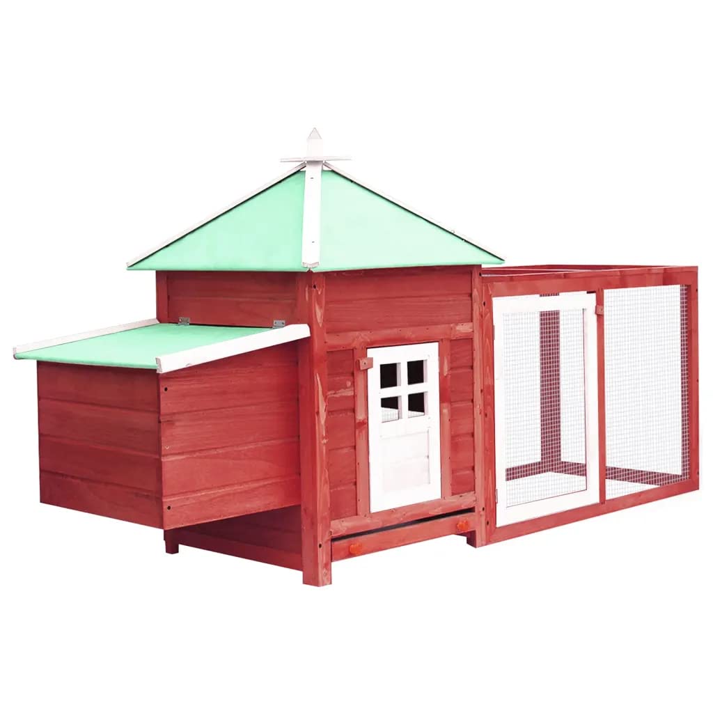 vidaXL Chicken Coop with Nest Box Red 76x26.8x41 Solid Firwood