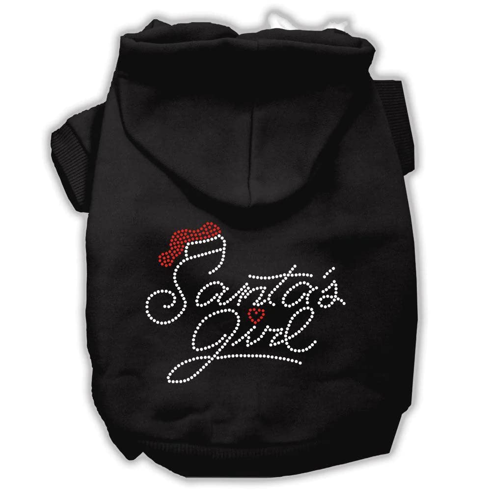 Christmas Pet, Dog & Cat Hoodie Rhinestone, 'Santa'S Girl' Black 2Xl (20-25 Lbs.)