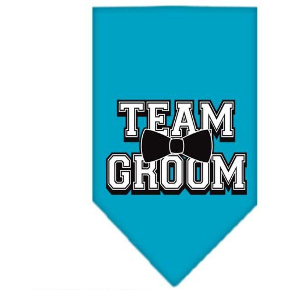 Pet and Dog Bandana Screen Printed, &quot;Team Groom&quot; Turquoise Small