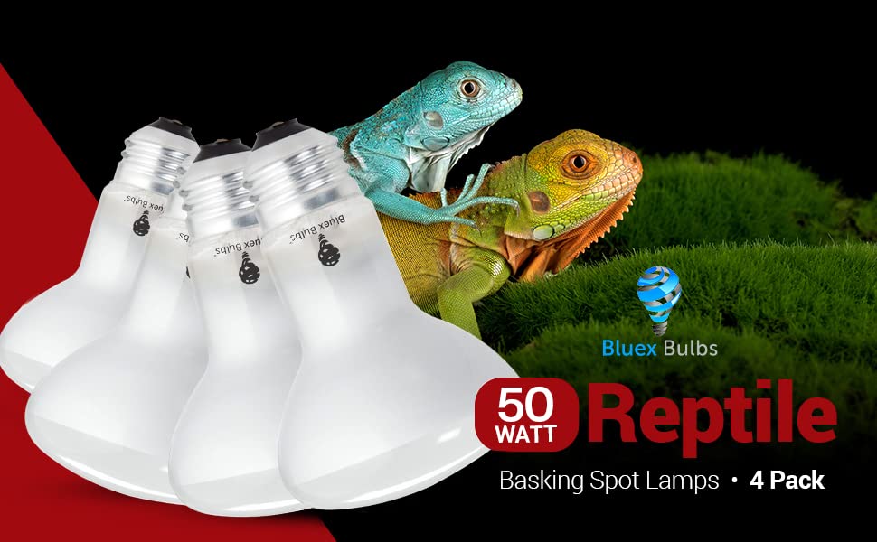 4 Pack 50-Watt Basking Light For Reptile - Heat Lamp Bulbs For Reptiles & Amphibians Broad Spectrum Reptile Light For Glass Terrariums Suitable For Bearded Dragons Light Lizards Iguanas Basking Bulb