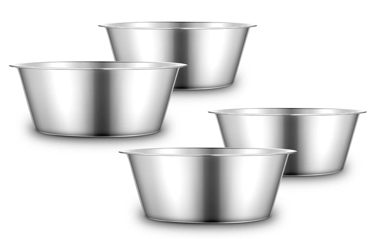 URBUDDIES 1.1 Gallon Extra Large Dog Bowls, 4 Pack, XL Stainless Steel Dog Water Bowls for XLarge Dogs, Polished, Dishwasher Saf