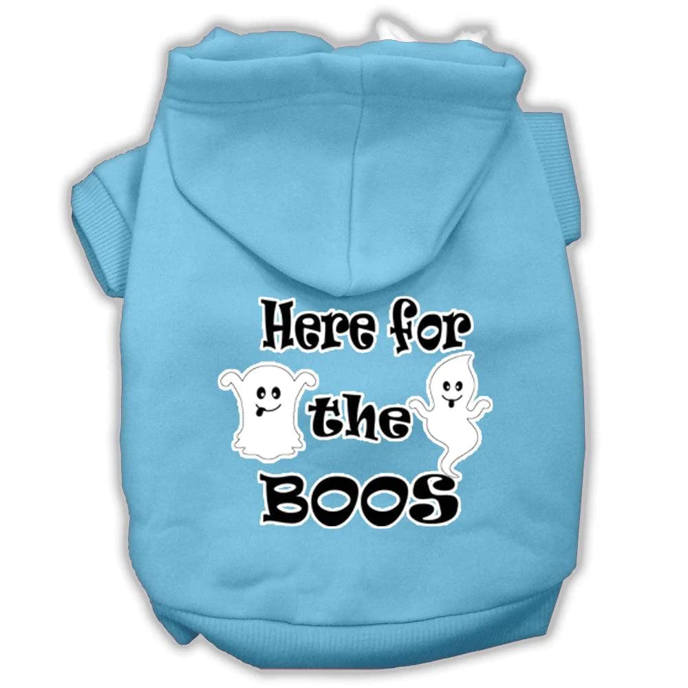 Halloween Pet, Dog & Cat Hoodie Screen Printed, 'Here For The Boos' Purple Md (6-10 Lbs.)