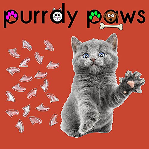 Purrdy Paws 40 Pack Soft Nail Caps For Cat Claws Clear Medium