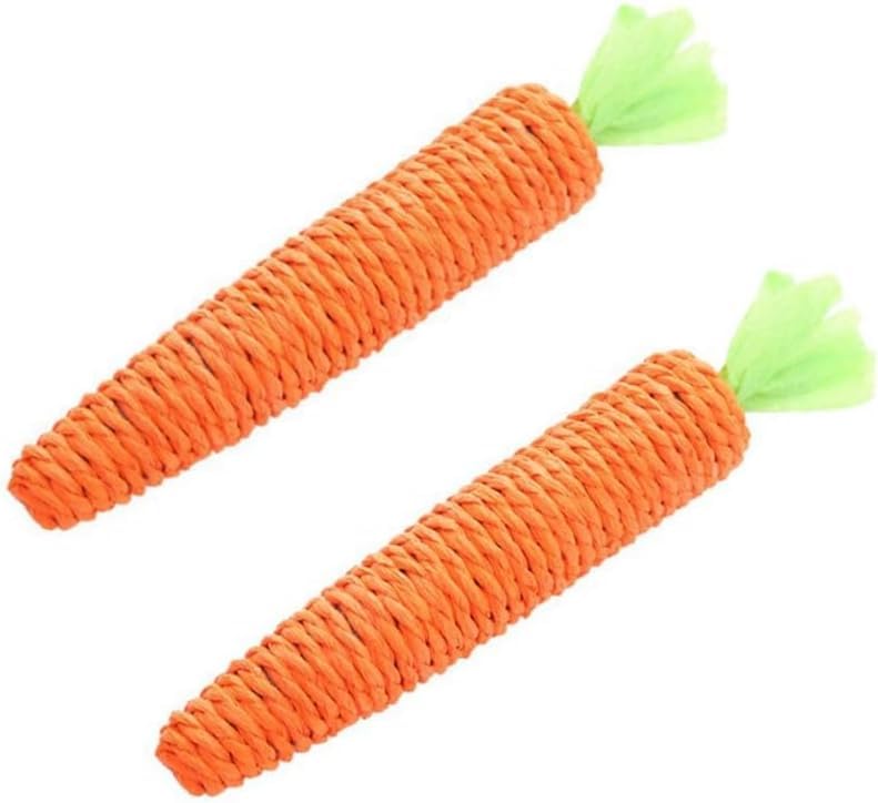 PurYupearl 2 Pcs Orange Natural Interactive Sisal Carrot Cat Toys,Cat Dental Chew Toy Kitten Teething Toys for Indoor Cats Inter