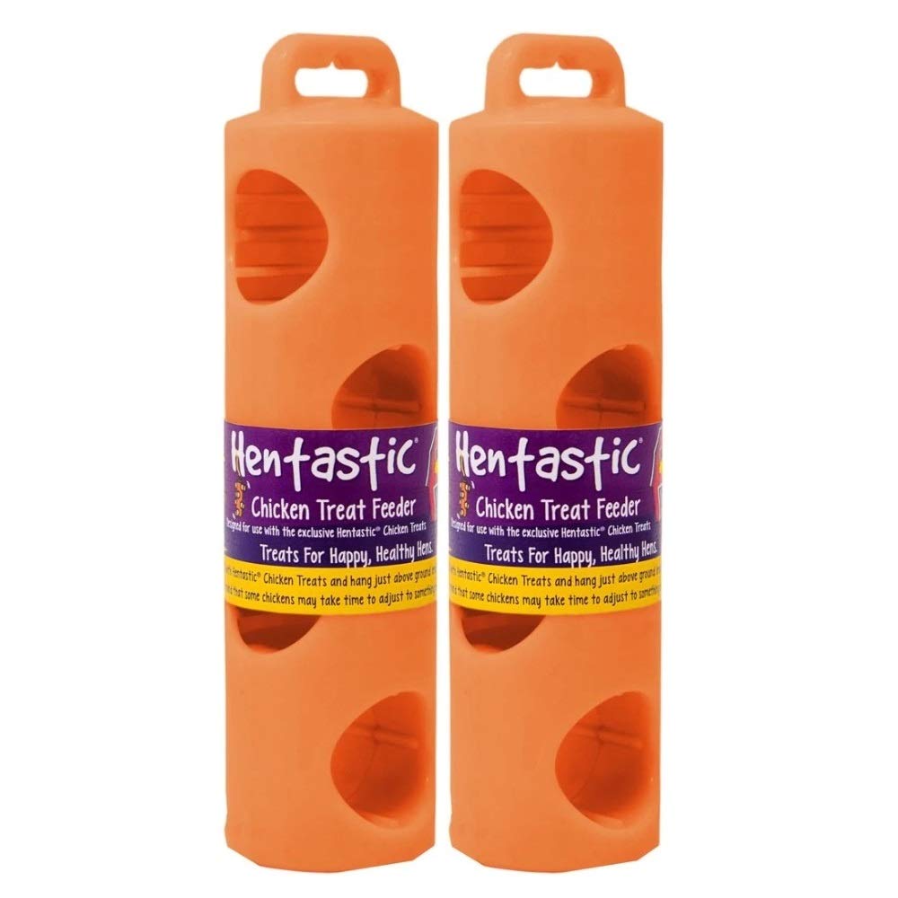 Unipet Hentastic Hanging 4-Hole Chicken Treat Feeder Toy, Orange (2 Pack)