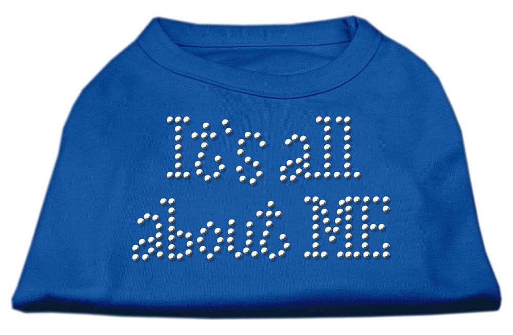 Mirage Pet Products 12-Inch It's All About Me Rhinestone Print Shirt for Pets, Medium, Blue