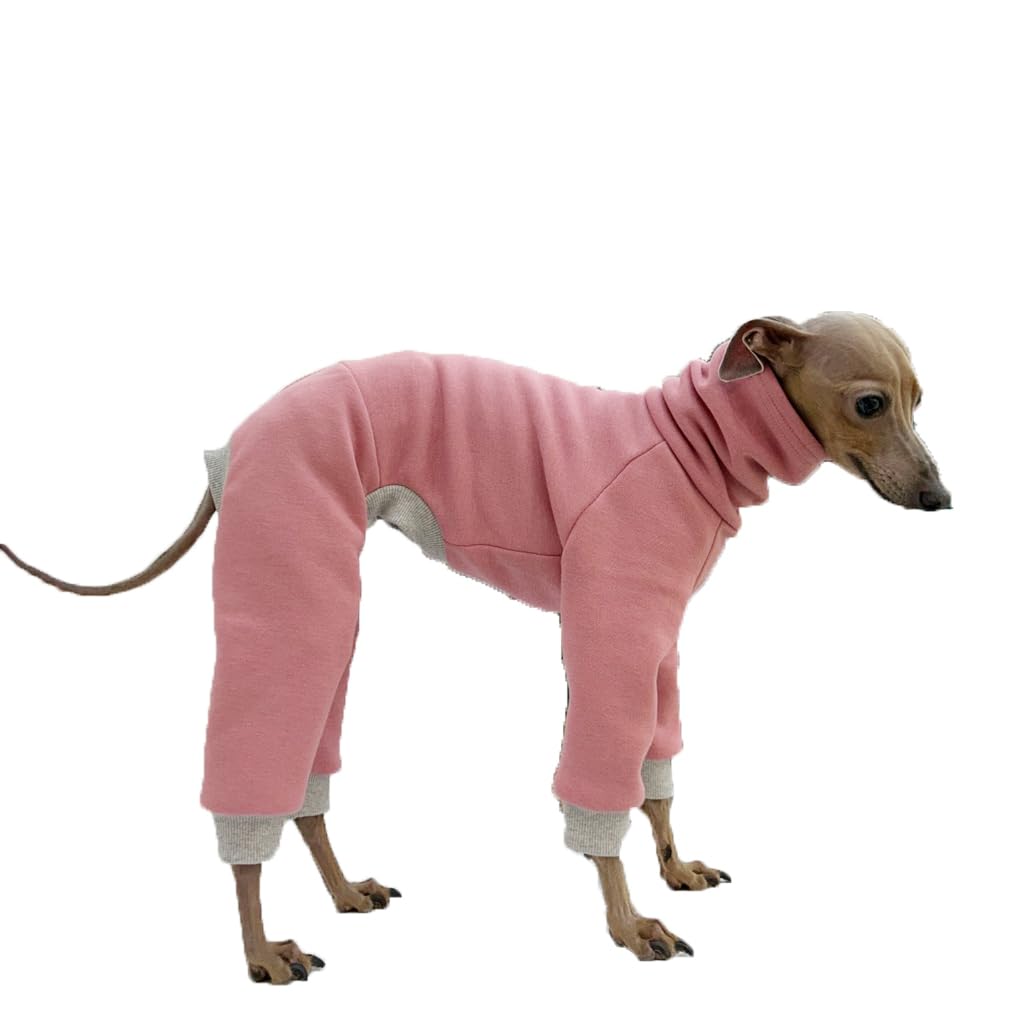 D Doggy Star Italian Greyhound Clothes Strechy Fleeced Lining Simple Onesie Whippet For Dog Coat (M,Simple Pink)