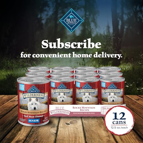 Blue Buffalo Wilderness Rocky Mountain Recipe Senior Wet Dog Food, High-Protein & Grain-Free, Made with Natural Ingredients, Red