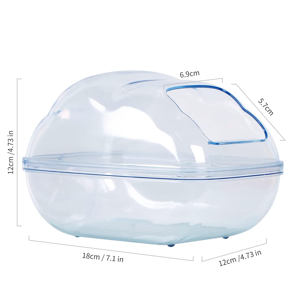Bucatstate Hamster Sand Bath Container Large Transparent Hamster Toilet With Scoop Set For Dwarf Pets Small Animals Cage Accessories (Blue, Large)