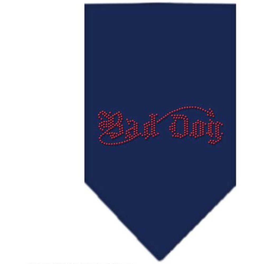 Pet and Dog Bandana Rhinestone, &quot;Bad Dog&quot; Navy Blue Large