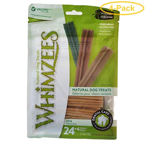 Whimzees Natural Dental Care Stix Dog Treats Small - 28 Pack - (Dogs 15-25 Lbs) - Pack Of 4