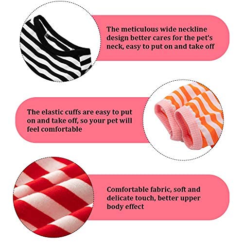 6 Pieces Dog Striped T-Shirt Dog Shirt Breathable Pet Apparel Colorful Puppy Sweatshirt Dog Clothes For Small To Medium Dogs Puppy (M)