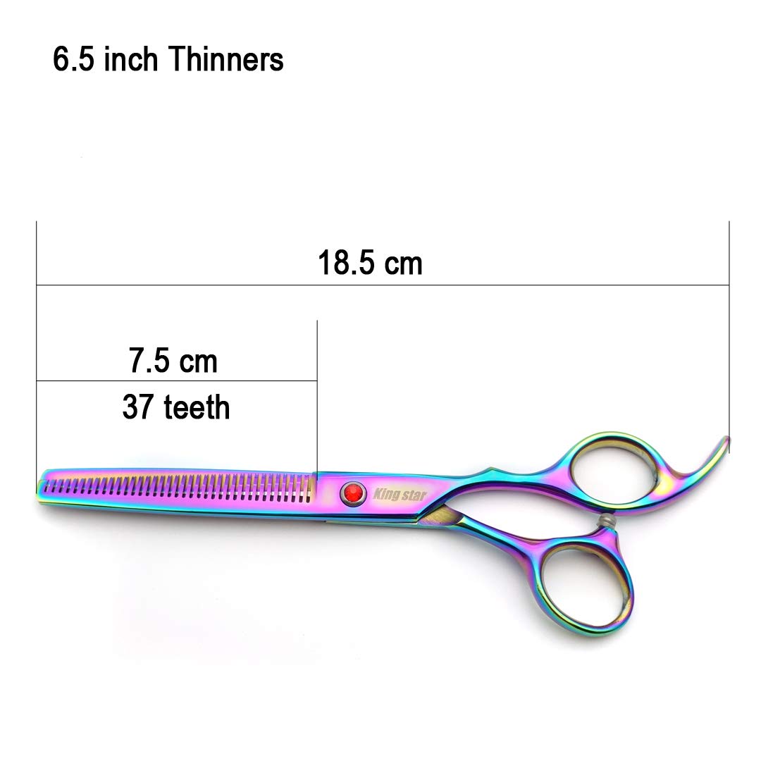 7.0In Titanium Professional Pet Grooming Scissors Set,Straight & Thinning & Curved Scissors 3Pcs Set For Dog Grooming,A349 (Rainbow)