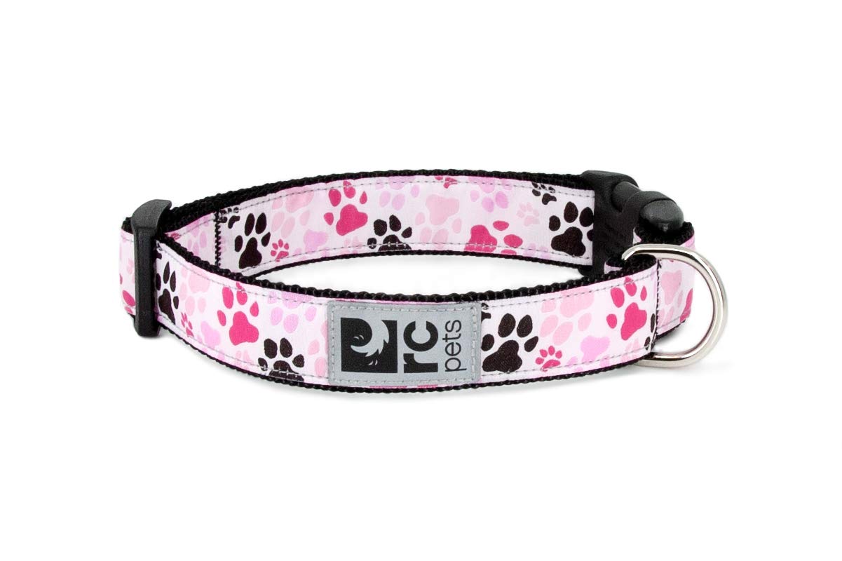 Rc Pets 3/4 Inch Adjustable Dog Clip Collar, Small, Pitter Patter Pink