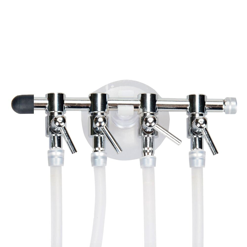 Bornfeel Aquarium Air Pump Splitter 13 In 1 Set 4-Way Air Flow Control Lever Valve & 4 Non-Return Check Valves & 8 Suction Cups For Fish Tank Airline Air Tube Hose