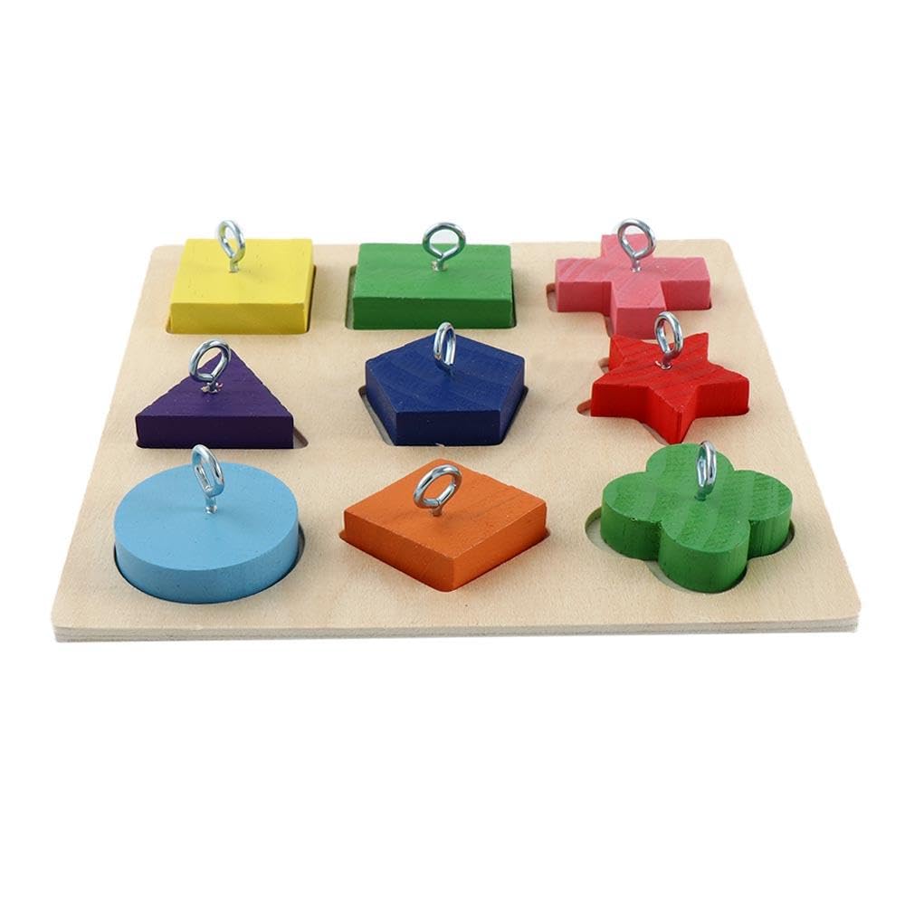 GUEDKIKL Bird Training Toys Puzzle Building Blocks Wooden Block Puzzle Toy for Parrot Budgies Parakeet Lovebird Cockatiel Conure