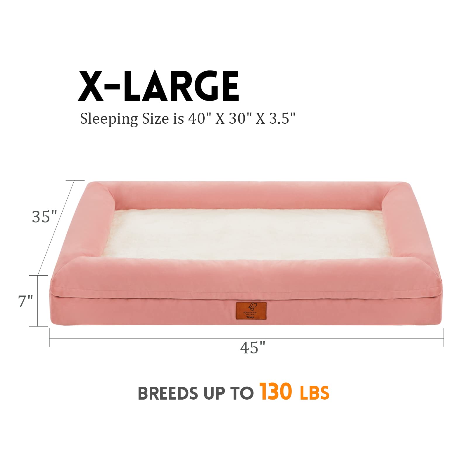 Yiruka Dog Beds For Extra Large Dogs, Orthopedic Dog Bed, Washable Dog Bed With [Removable Bolster], Waterproof Dog Bed With Non