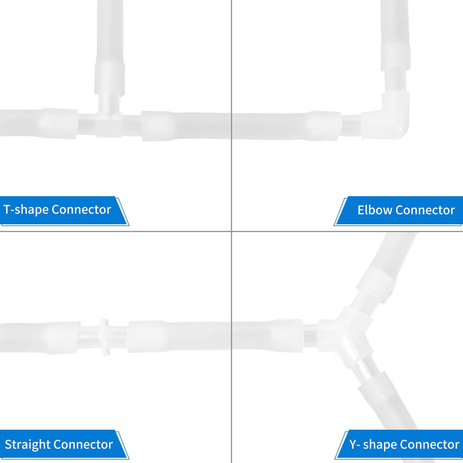 Aquaneat Aquarium Airline Tubing Connector, Fish Tank Air Pump Connector, Plastic, 40Pcs (4 Kinds)