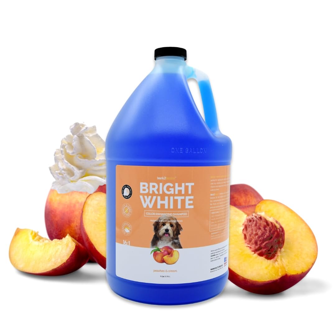 Bark2Basics Brighten White Dog Shampoo, 1 Gallon, Natural, Chamomile, Revives Vibrant Natural Color Of Coat, Lustrous Shine, Whi