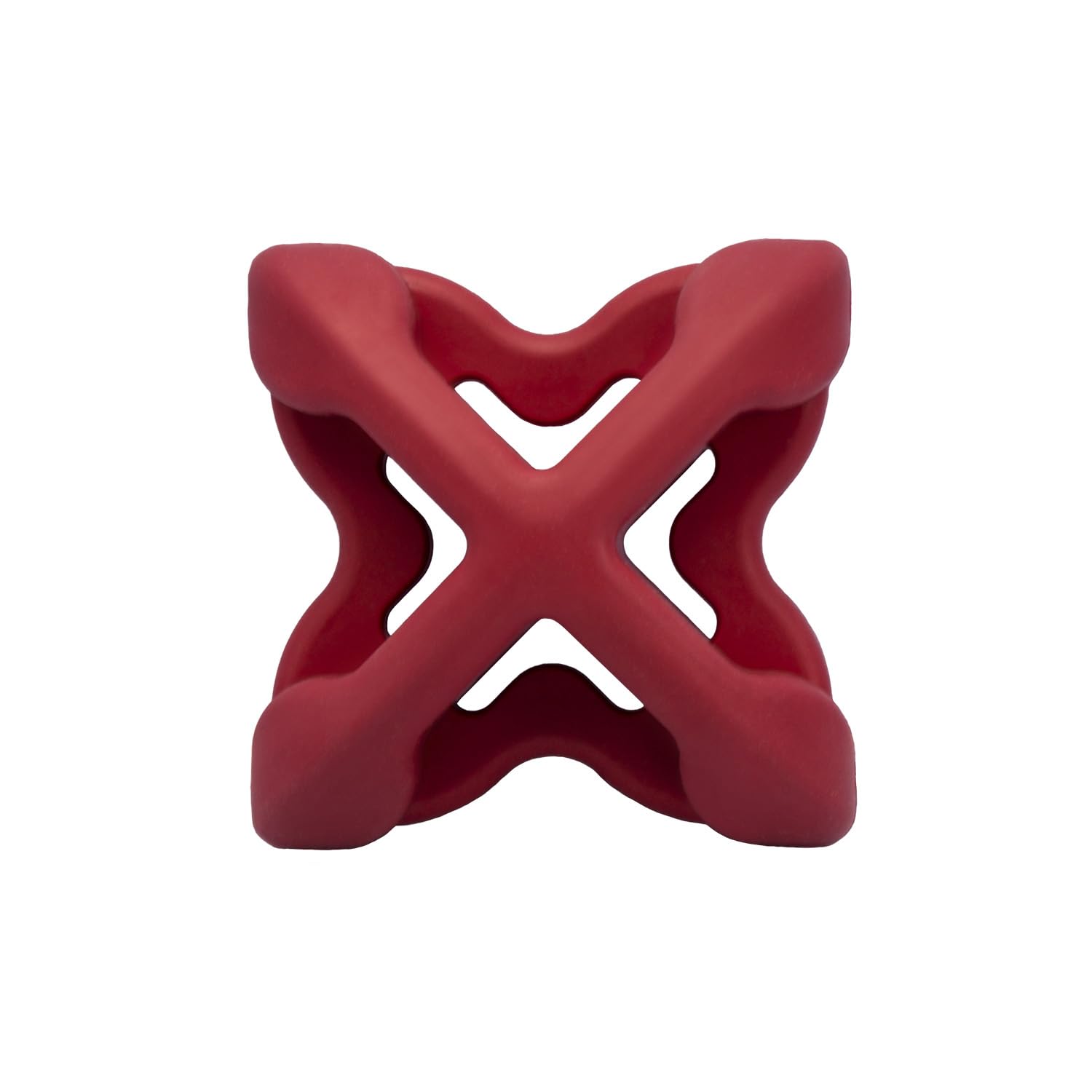 Petdreamhouse Chewtastic Geometrics Natural Rubber Enrichment Dog Toy Geo-Astrorolly Red, Engaging Rolling And Unpredictable Bou