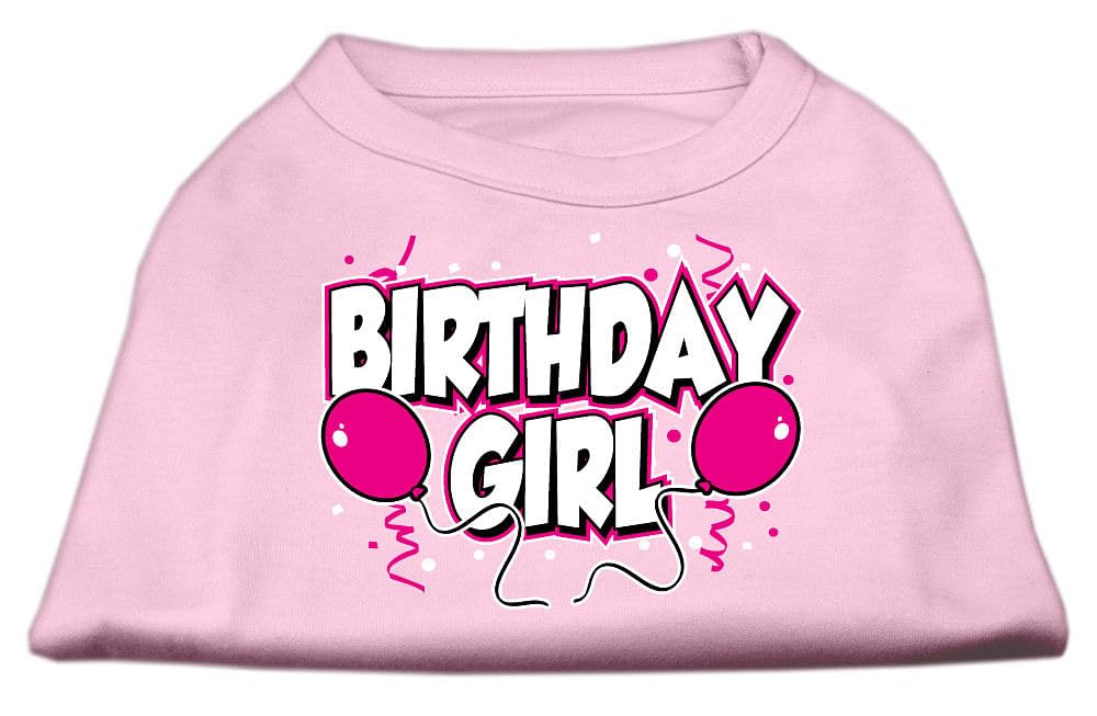 Pet Dog & Cat Shirt Screen Printed, 'Birthday Girl' Light Pink Xs (0-3 Lbs.)