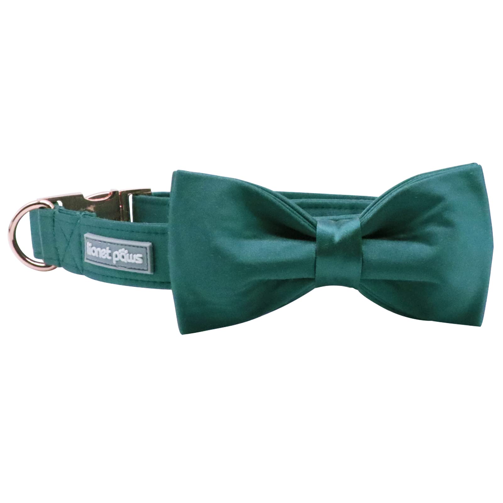 Lionet Paws Bowtie Dog Collar - Comfortable Silk Christmas Dog Collar With Detachable Bow Tie For Medium Dogs, Neck 13.5-22 Inch